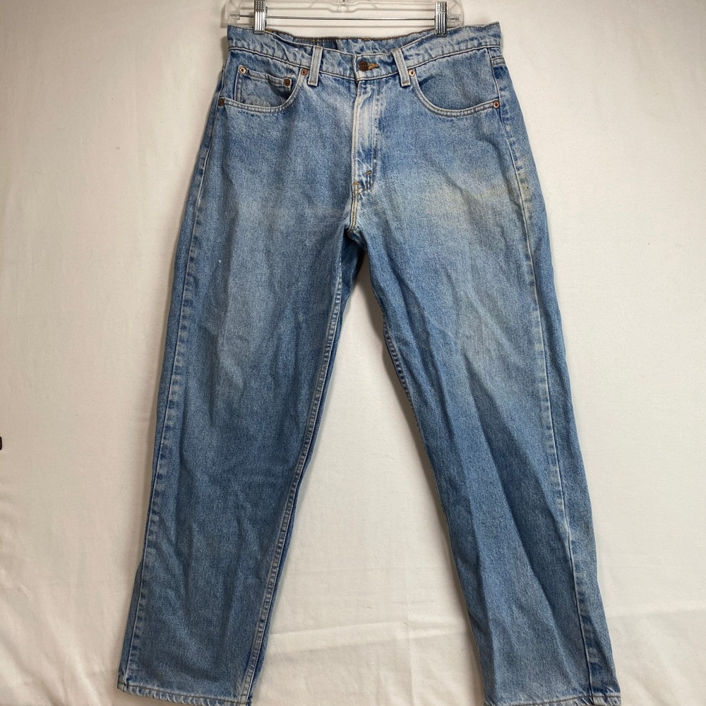 Vintage Levis 565 Loose Fit Wide Leg Jeans Light Wash Blue Mens 33x30 USA Made